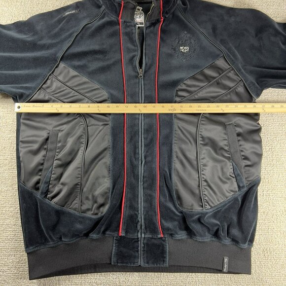 Akademiks Knowledge is Key Velour Jacket Black Men's Size 3XL - Picture 5 of 7
